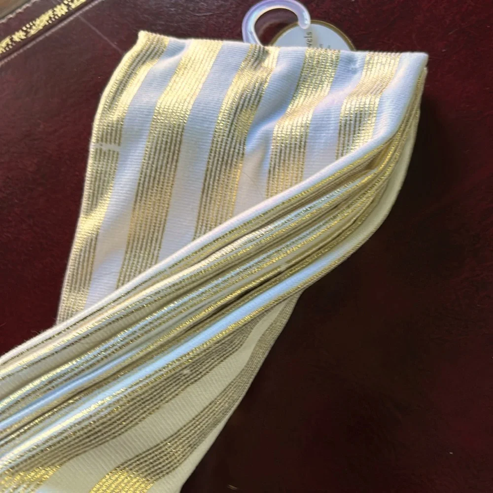 Preppy Gold Stripe Hand Towel Gold Metallic Stripes